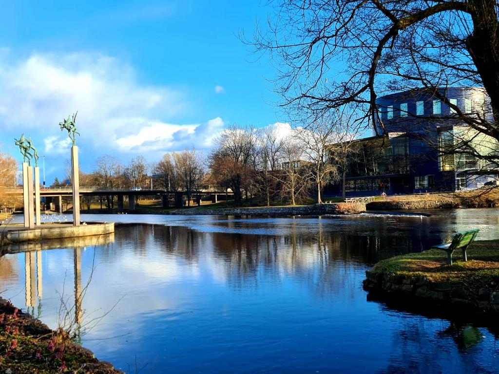 View of the river and park in Gävle, Sweden